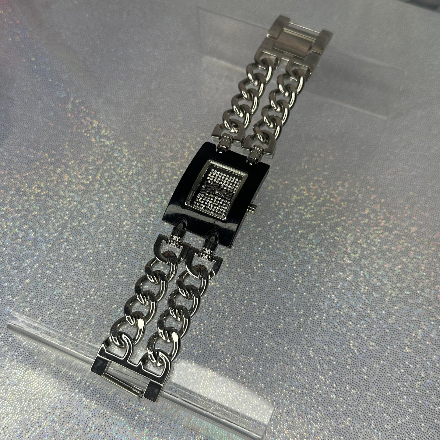 Guess Rectangle Analog Quartz Watch Silver Tone