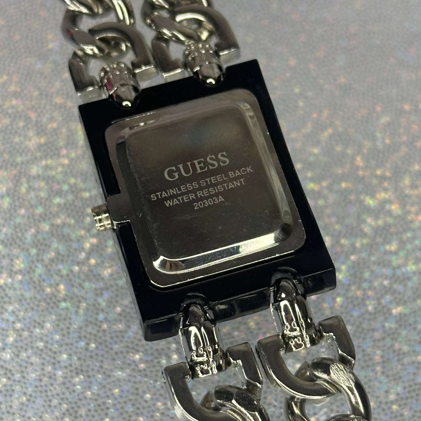 Guess Rectangle Analog Quartz Watch Silver Tone