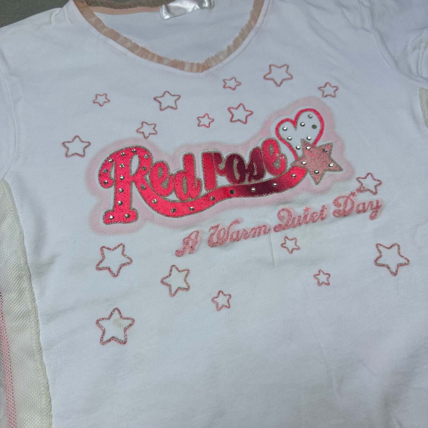 Red rose' Drawstring V-neck Top