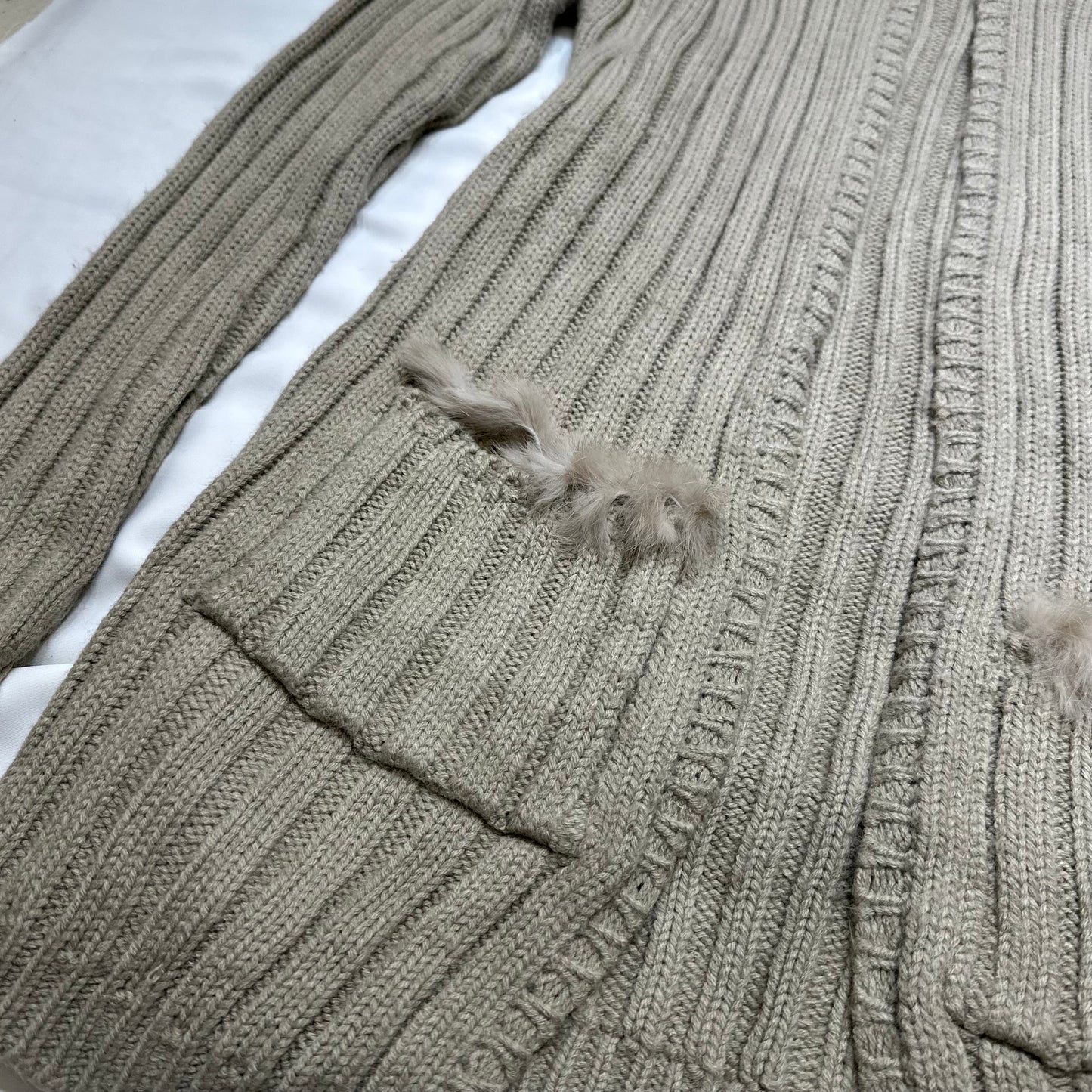 Fur Trim Knit Hooded Cardigan