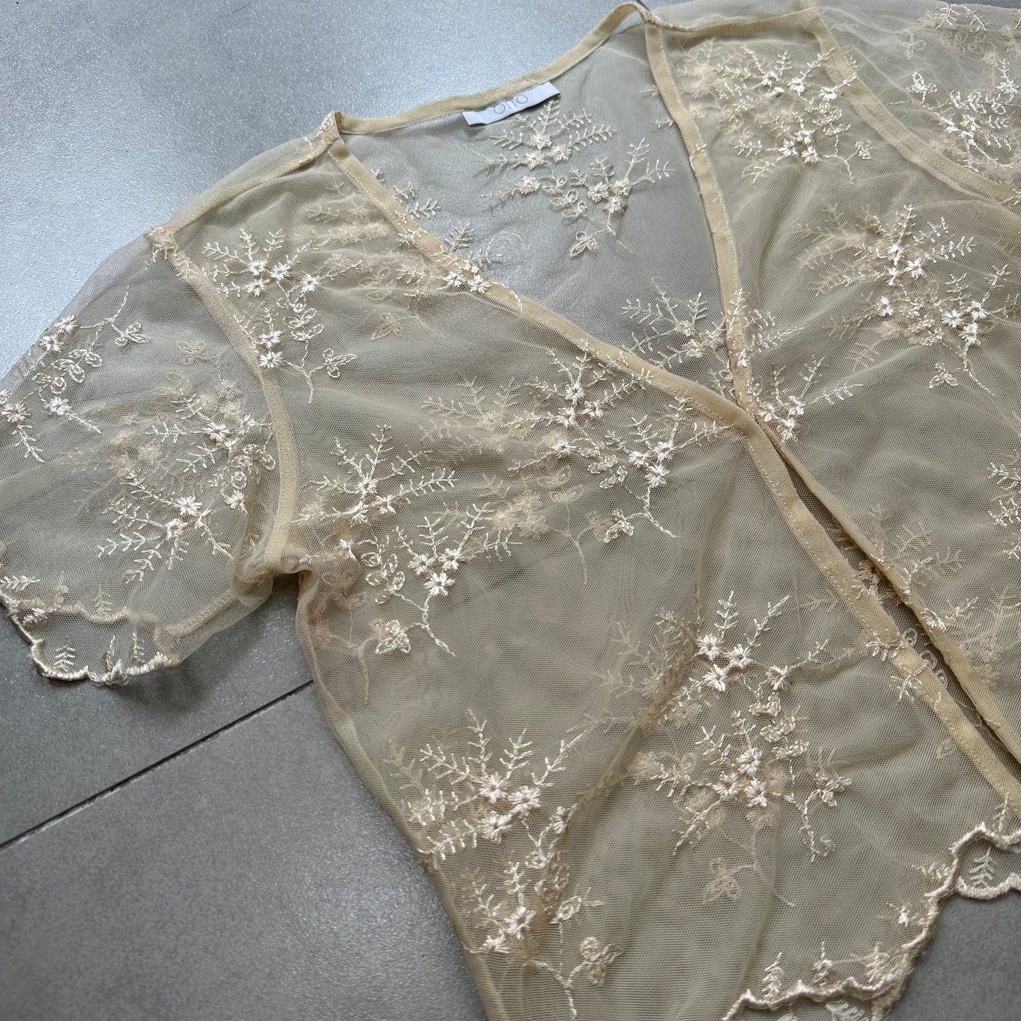Floral Mesh Short Sleeves Cardigan
