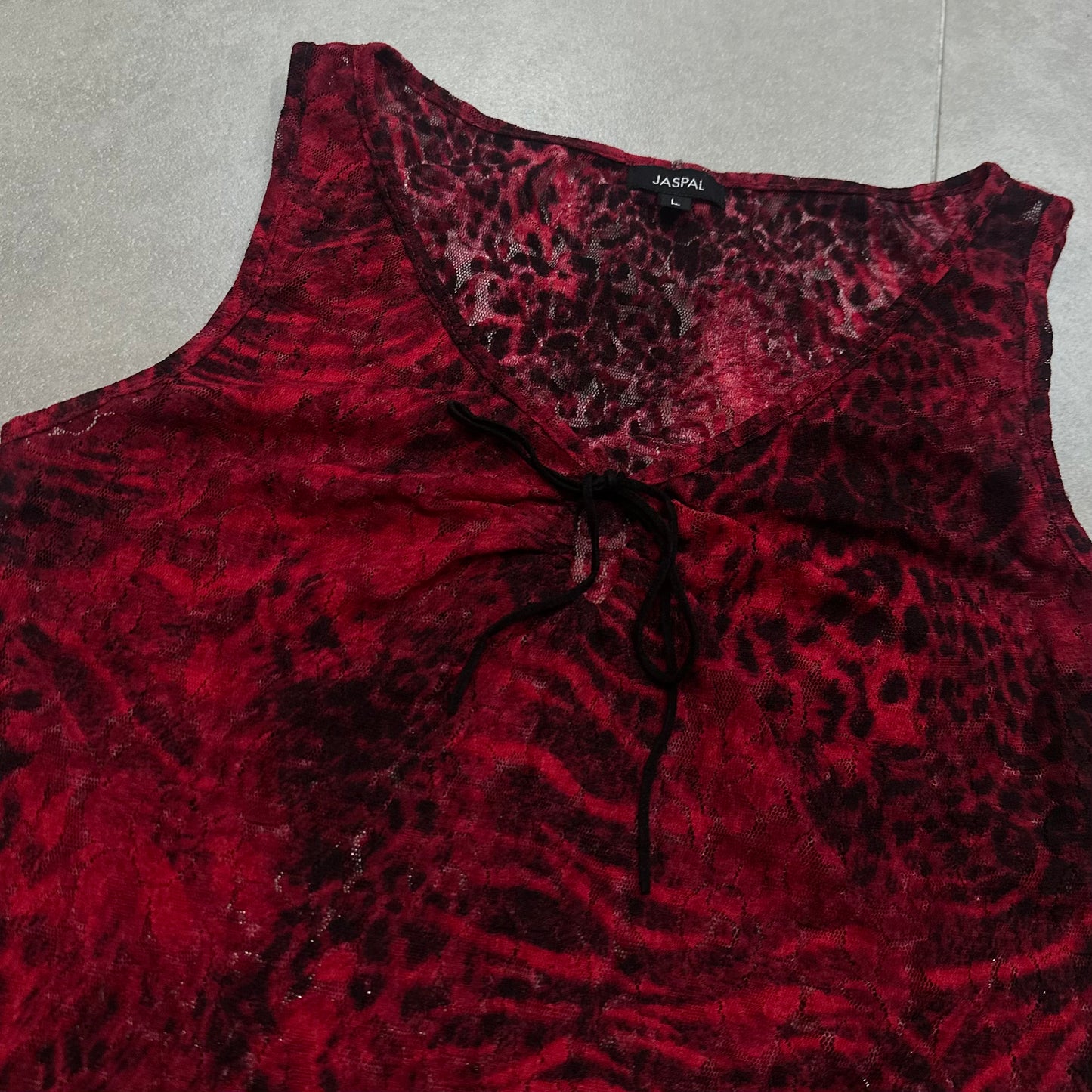 Jaspal Sheer Lace Leopard Print Vest