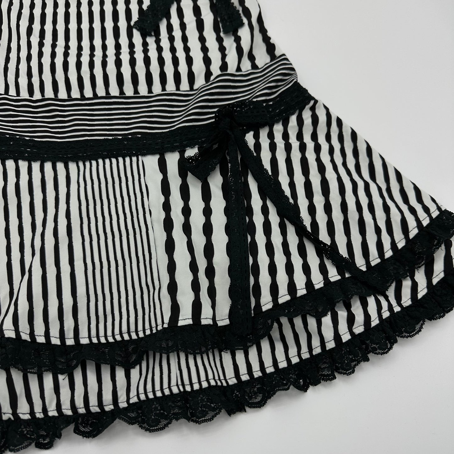 90s Striped Lace Tiered Cami Dress