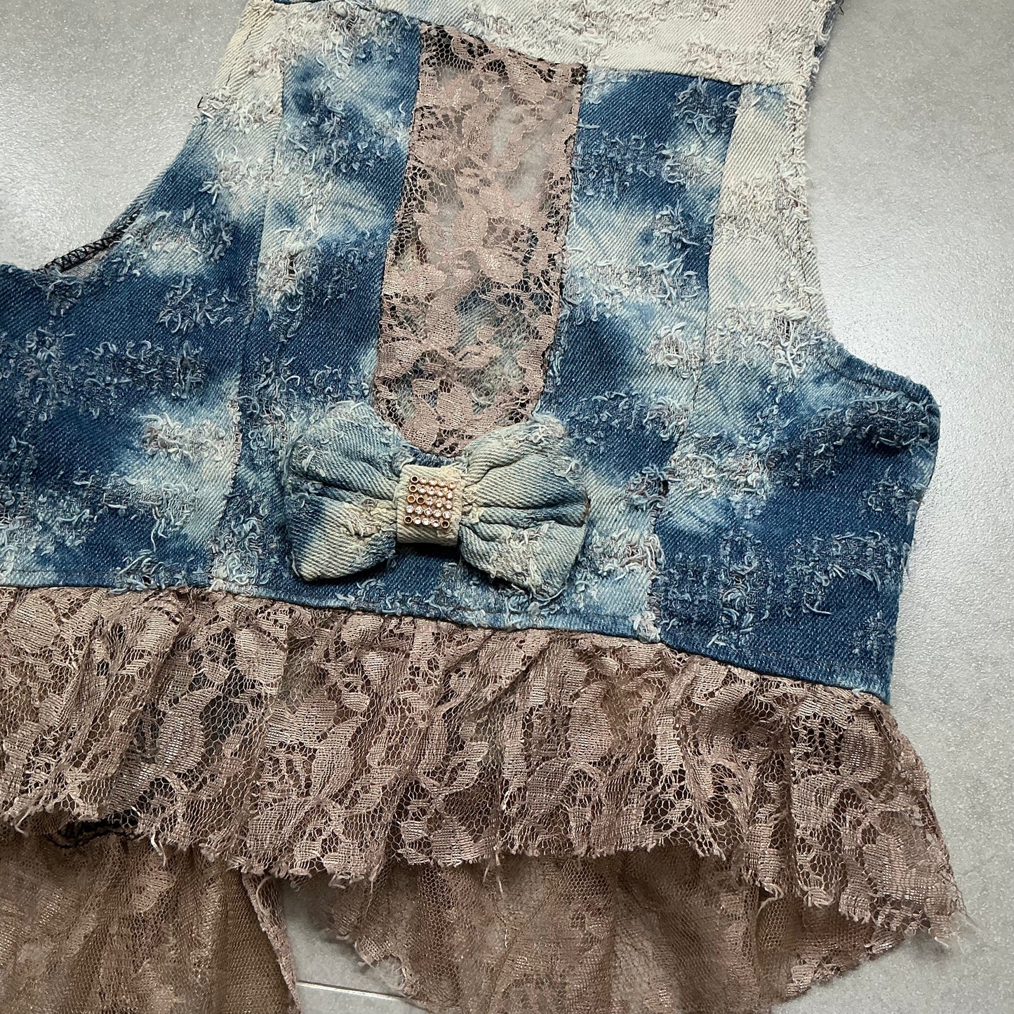 Lace Trim Denim Corset