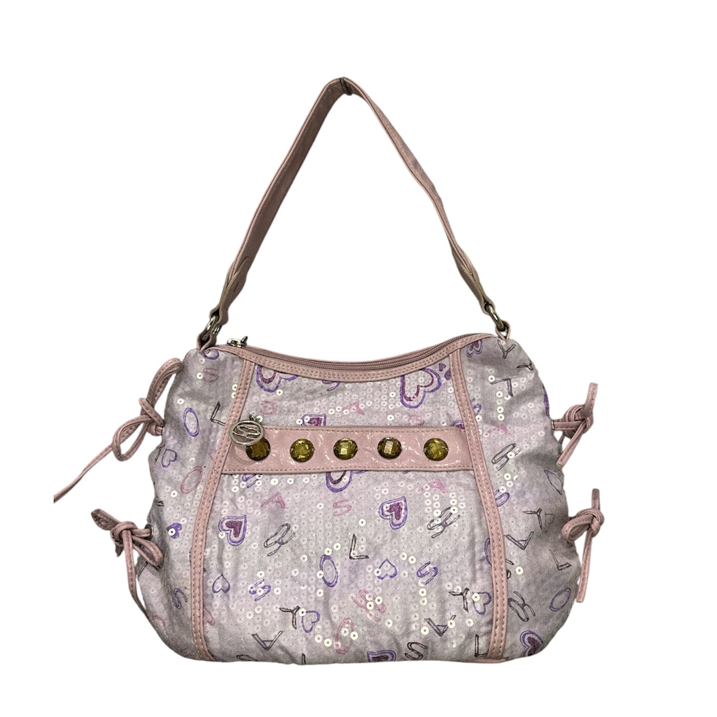 Sequin Heart Print Shoulder Bag