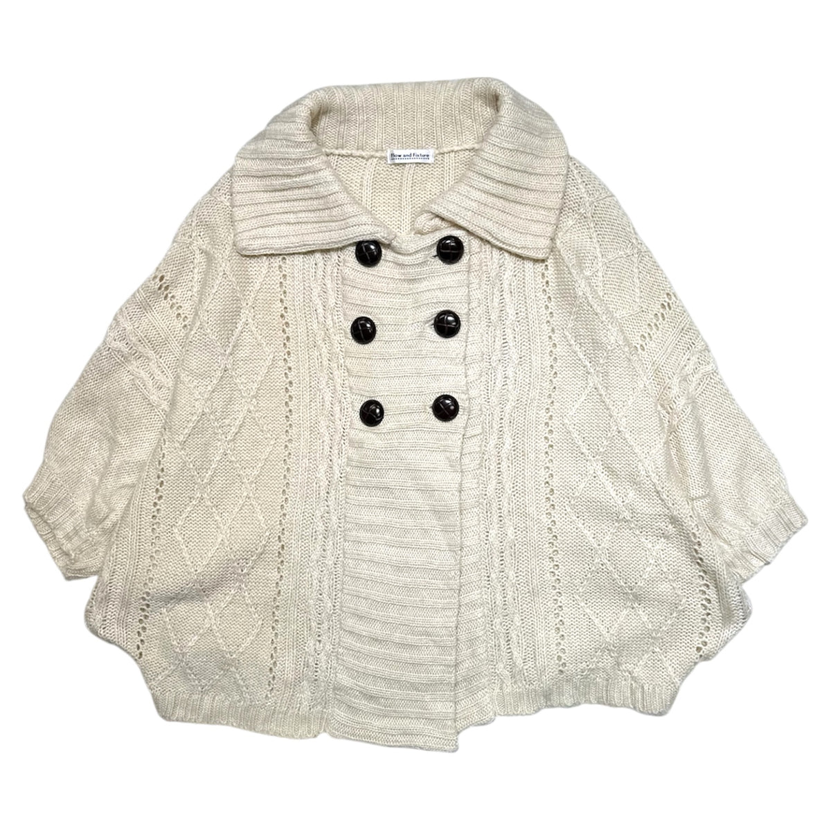 Double-Breasted Knit Cape Coat