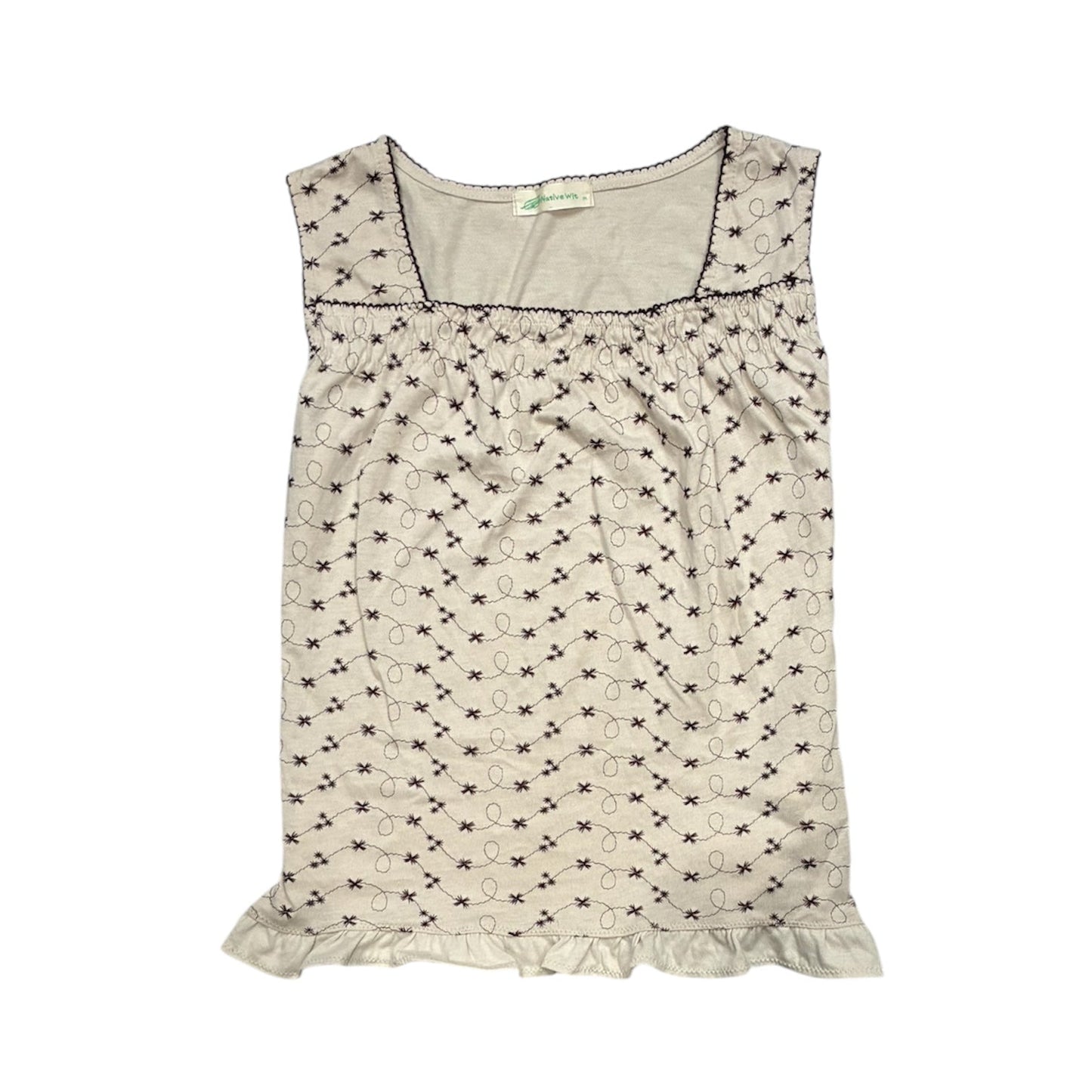 Embroidered Floral Square Neck Top