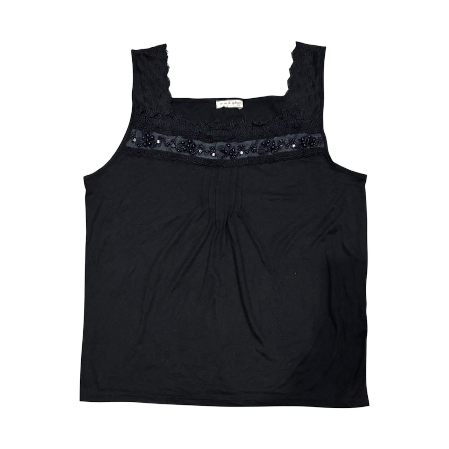 Beaded Lace Trim Tank Top