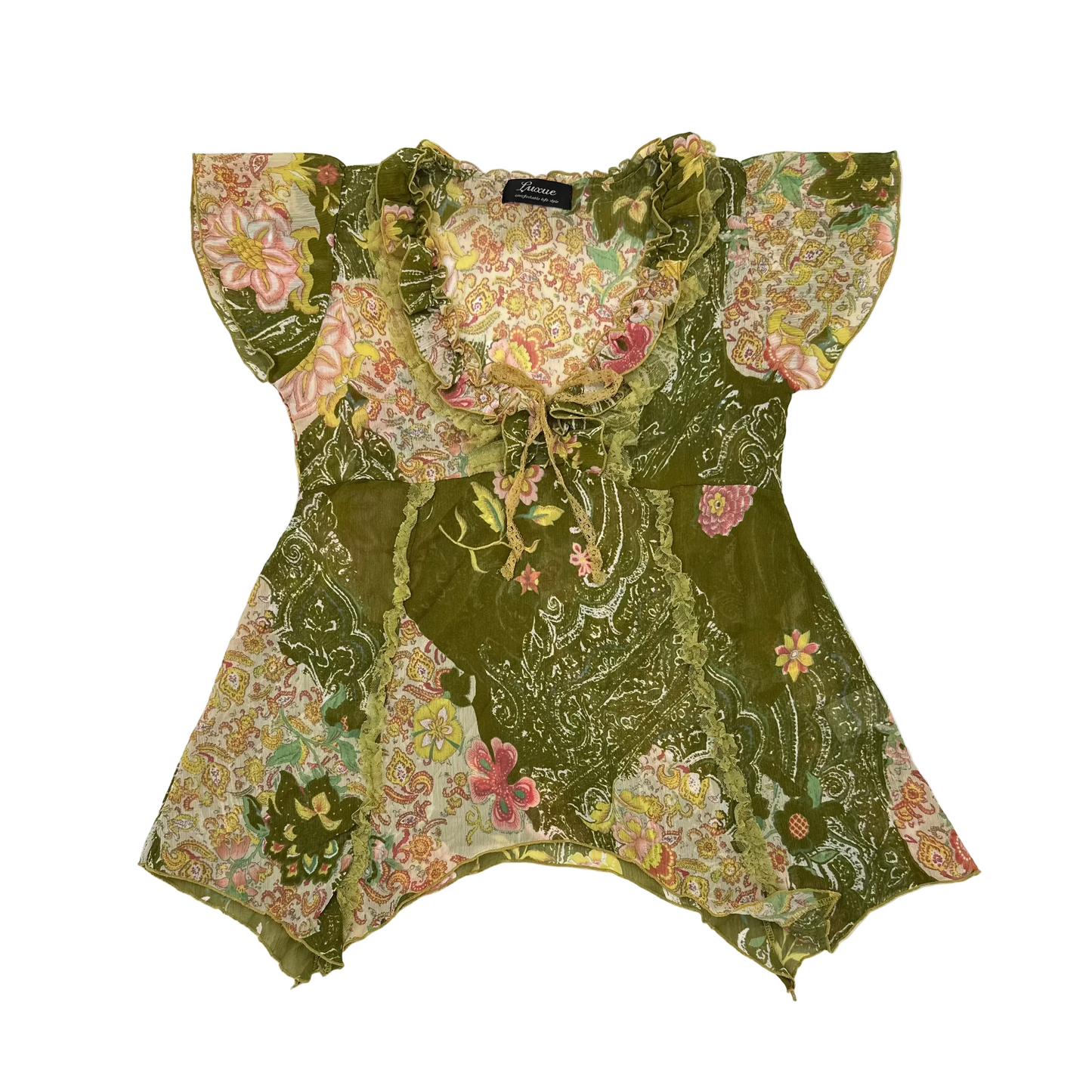 Floral green fairy top