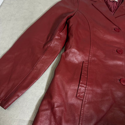 An'ge Collection Vintage Red Leather Trench Coat