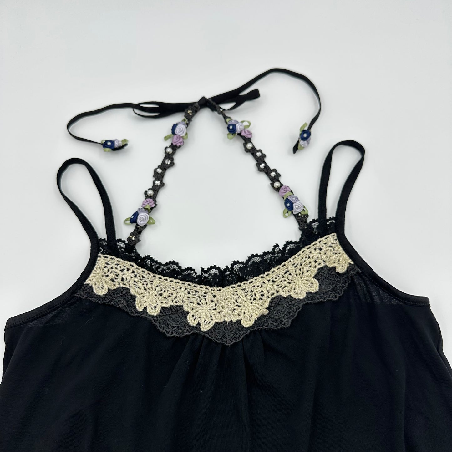 Axes Femme Halter Floral Trim Camisole