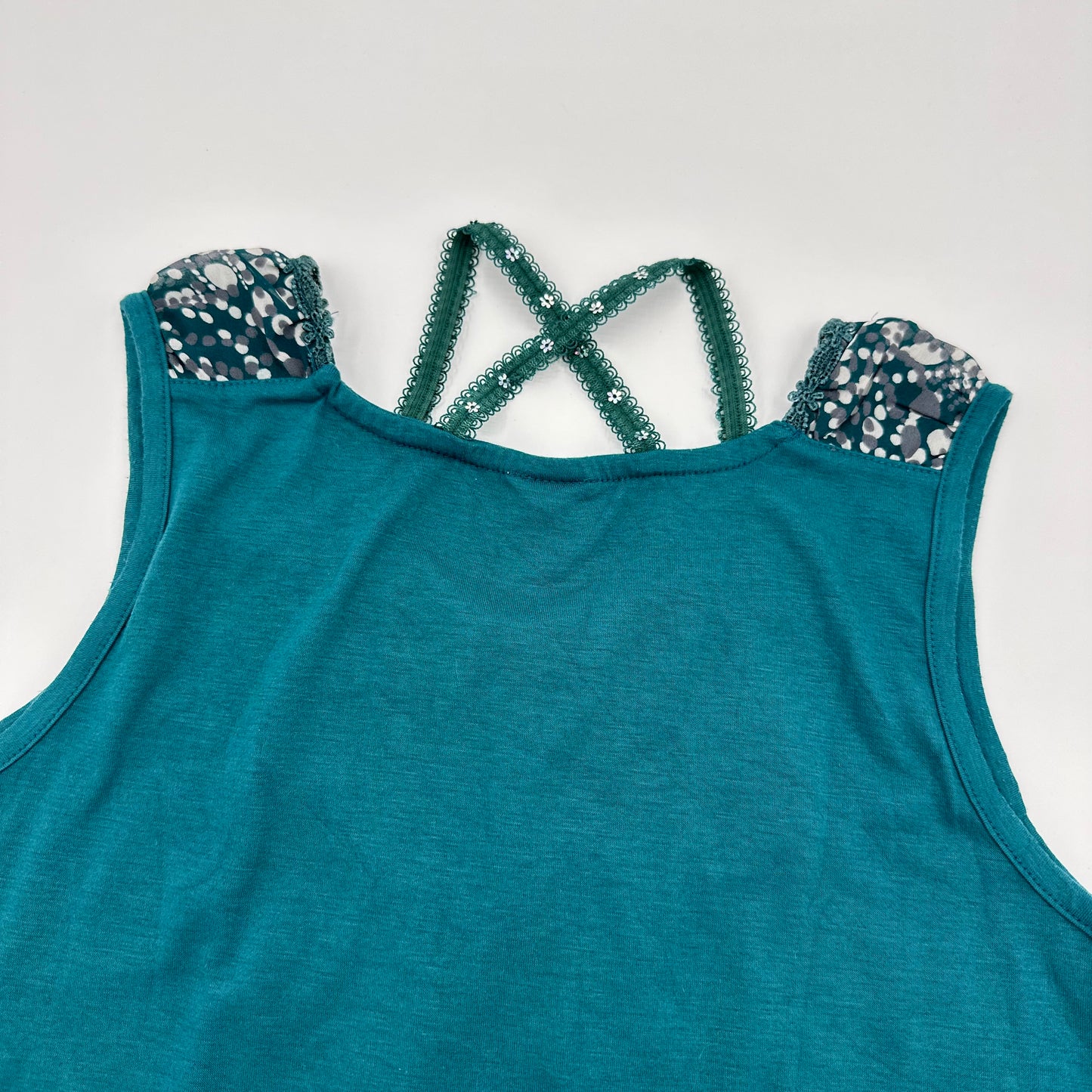 Axes Femme Teal Floral Cross-back Tank Top