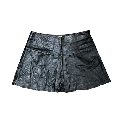 Leather A-line Mini Skirt