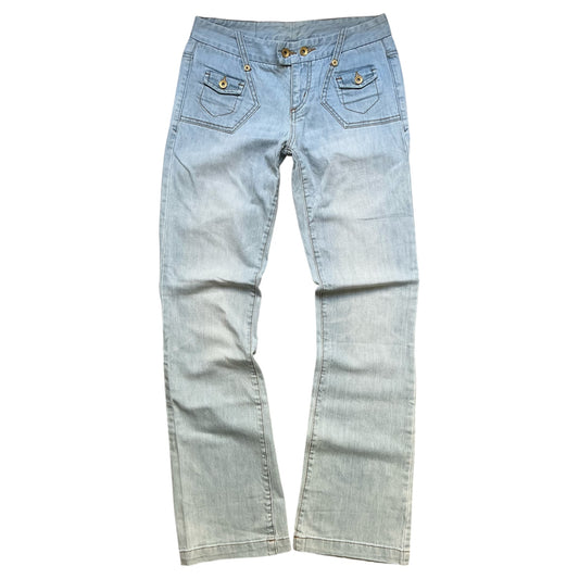 00s Armani Exchange Low Flared Light Wash Jeans Waist