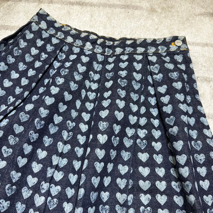 1995 Ozone Community Heart AOP Denim Skirt