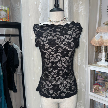 Sheer Floral Lace Vest