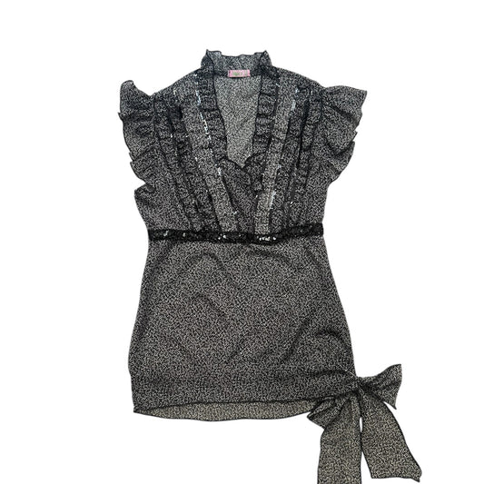 Beaded Floral Ribbon V-neck Vest