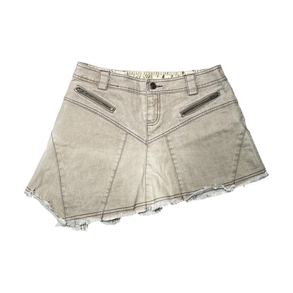 Asymmetrical Washed Denim Mini Skirt