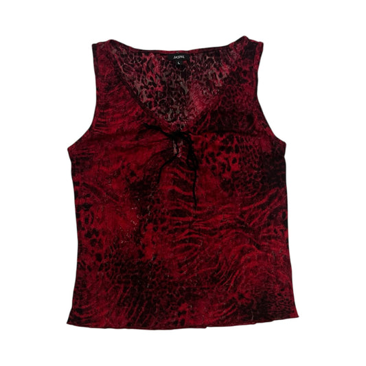 Jaspal Sheer Lace Leopard Print Vest