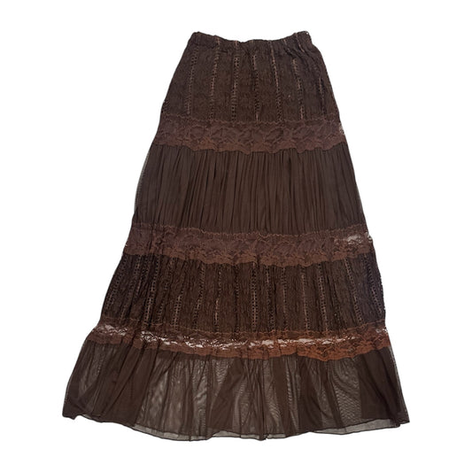 Splicing Mesh Maxi Skirt