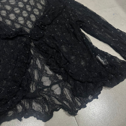 Glitter Knit Mesh Cardigan