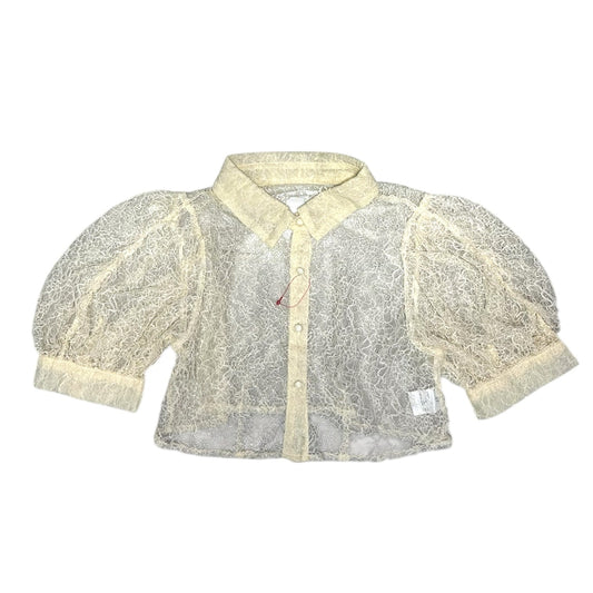 Sheer Lace Bubble Sleeves Shirt