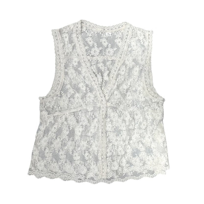 Sheer Lace Vest Cardigan