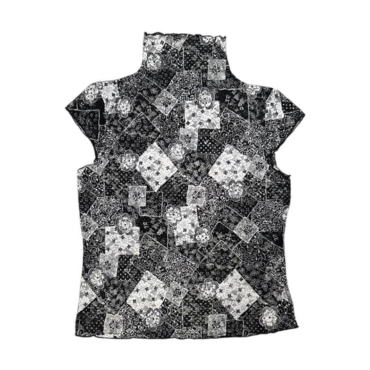 Floral Patched Print Mesh Top