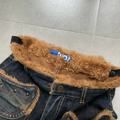 Fur Denim High Waist Short