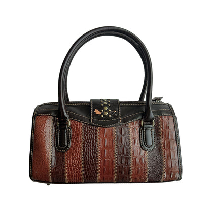 Animal Print Patchwork Leather Handbag