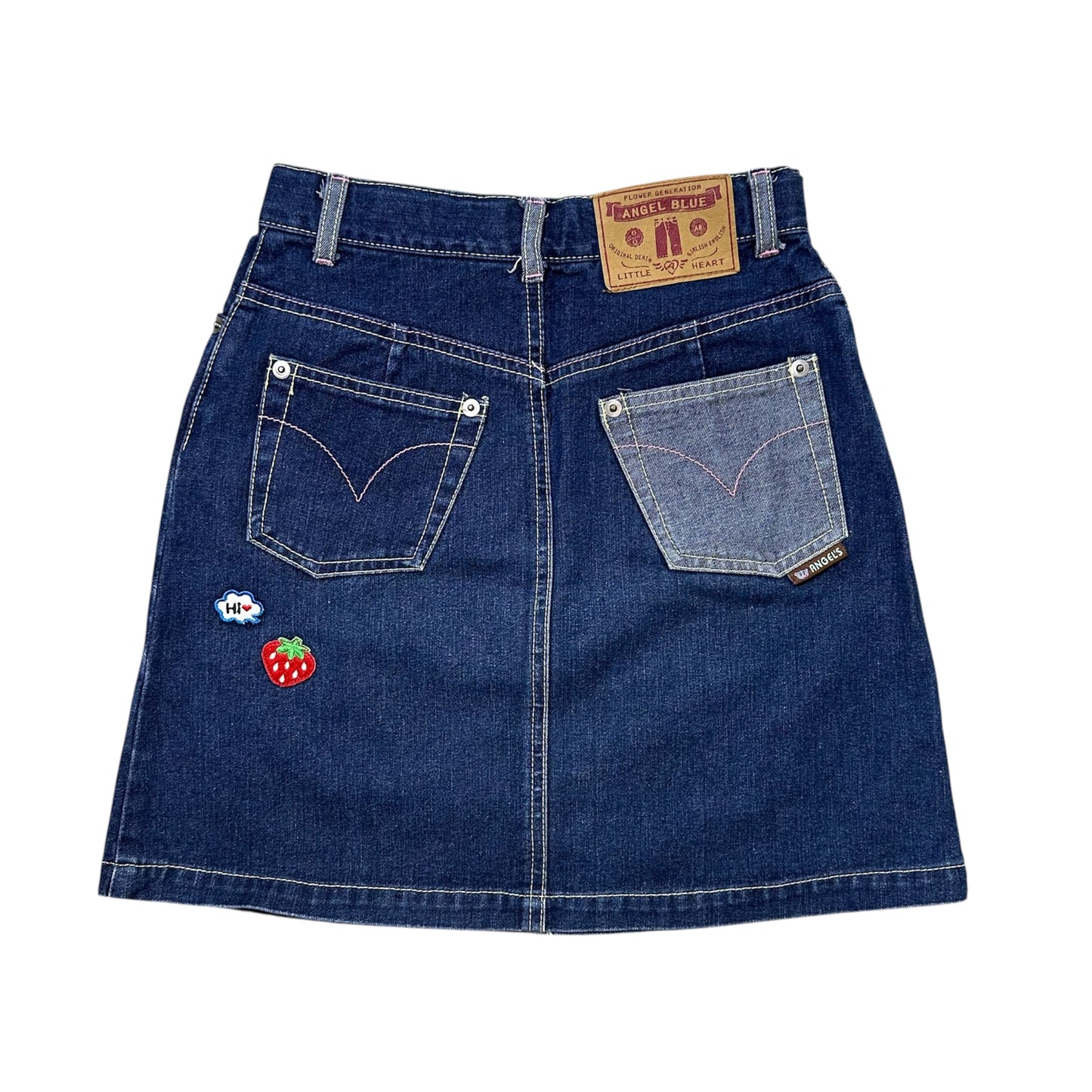 90s Angel Blue Patched Denim Skirt