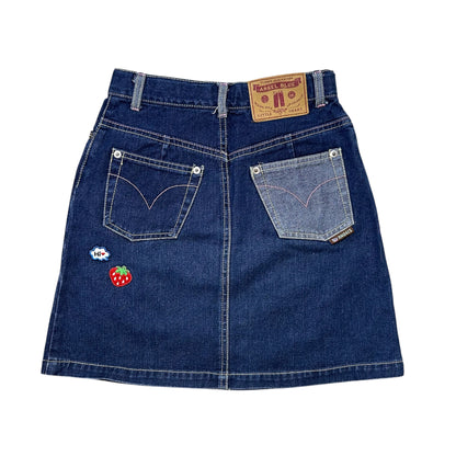 90s Angel Blue Patched Denim Skirt