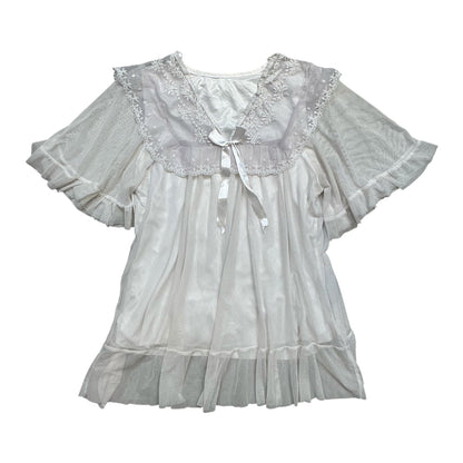 Lace Collar Mesh Top