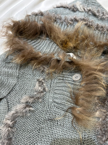 Fur Trim Knit Cloak Hoodies