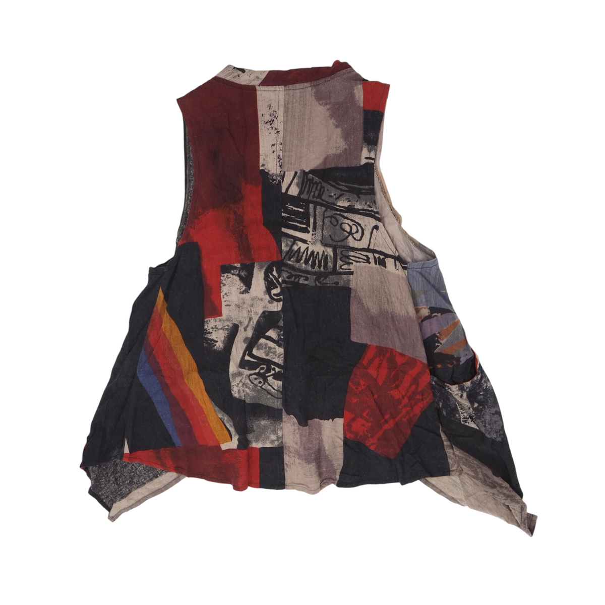 Patched Button Up Asymmetrical Tank