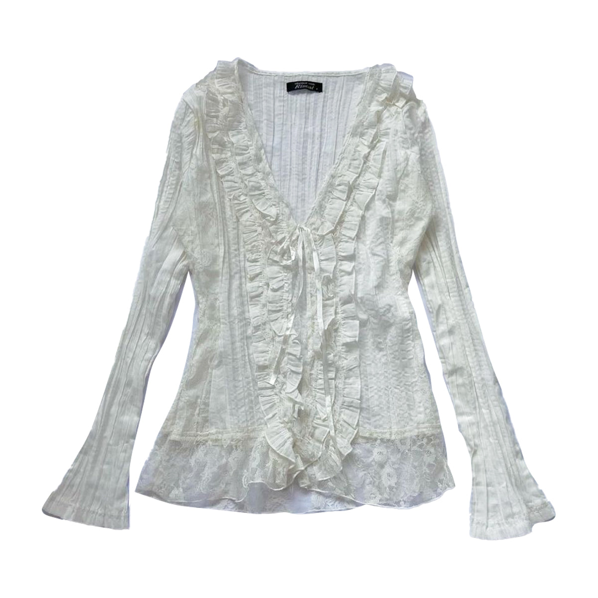 Lace Ruffle  Long Sleeve Cardigan