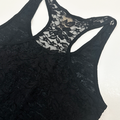 00s Rhinestone Lace Patchwork Tank Top