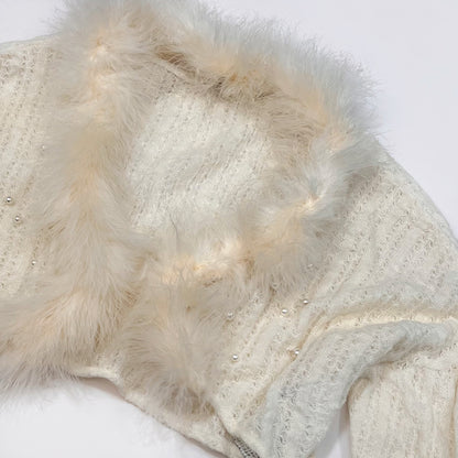 Fur Pearl Crop Cardigan