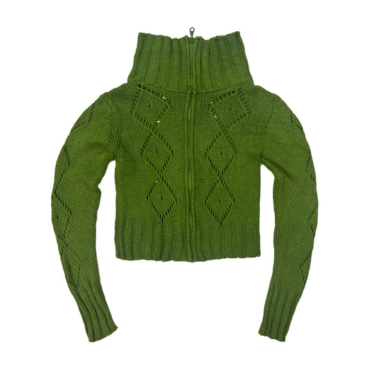 Pattern Knitted High Neck Zip Cardigans