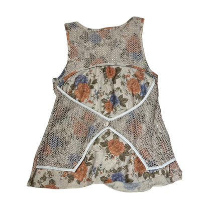 Beadeded Neckline Floral Knit Tank Top
