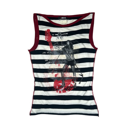 Morgan de Toi Rock n Roll Graphic Striped Tank Top