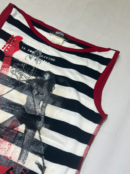 Morgan de Toi Rock n Roll Graphic Striped Tank Top