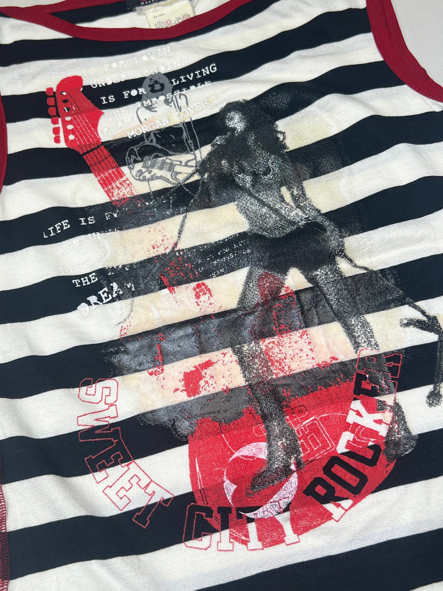 Morgan de Toi Rock n Roll Graphic Striped Tank Top
