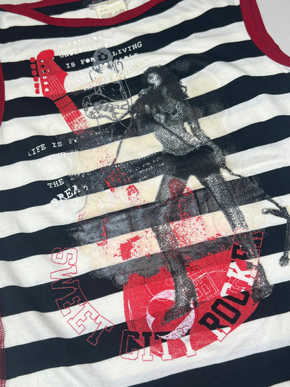 Morgan de Toi Rock n Roll Graphic Striped Tank Top