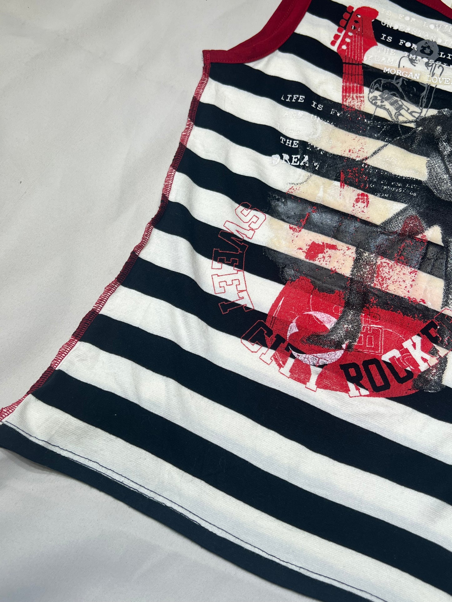 Morgan de Toi Rock n Roll Graphic Striped Tank Top
