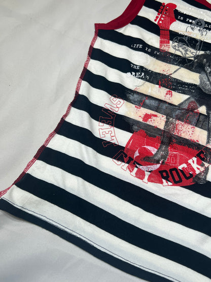 Morgan de Toi Rock n Roll Graphic Striped Tank Top