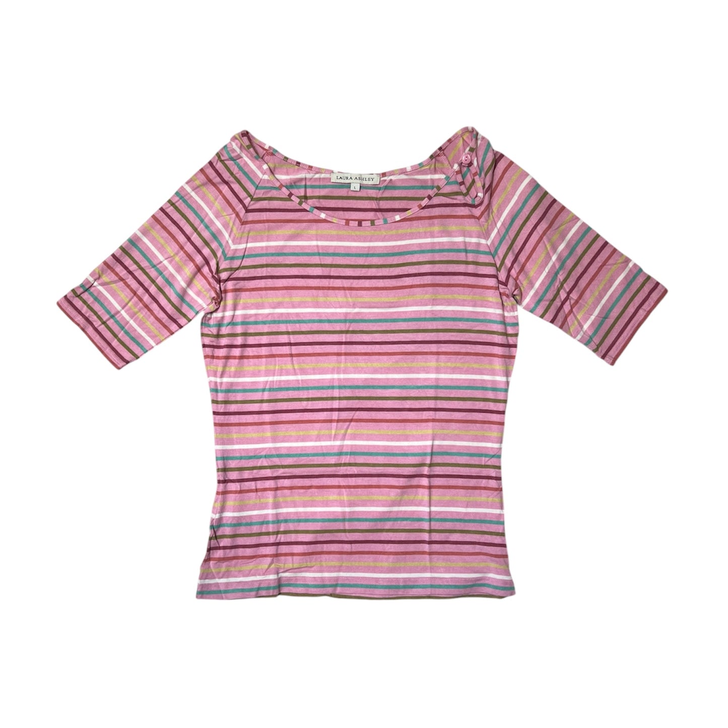 Laura Ashley 90s Stripe Elbow Sleeve Top