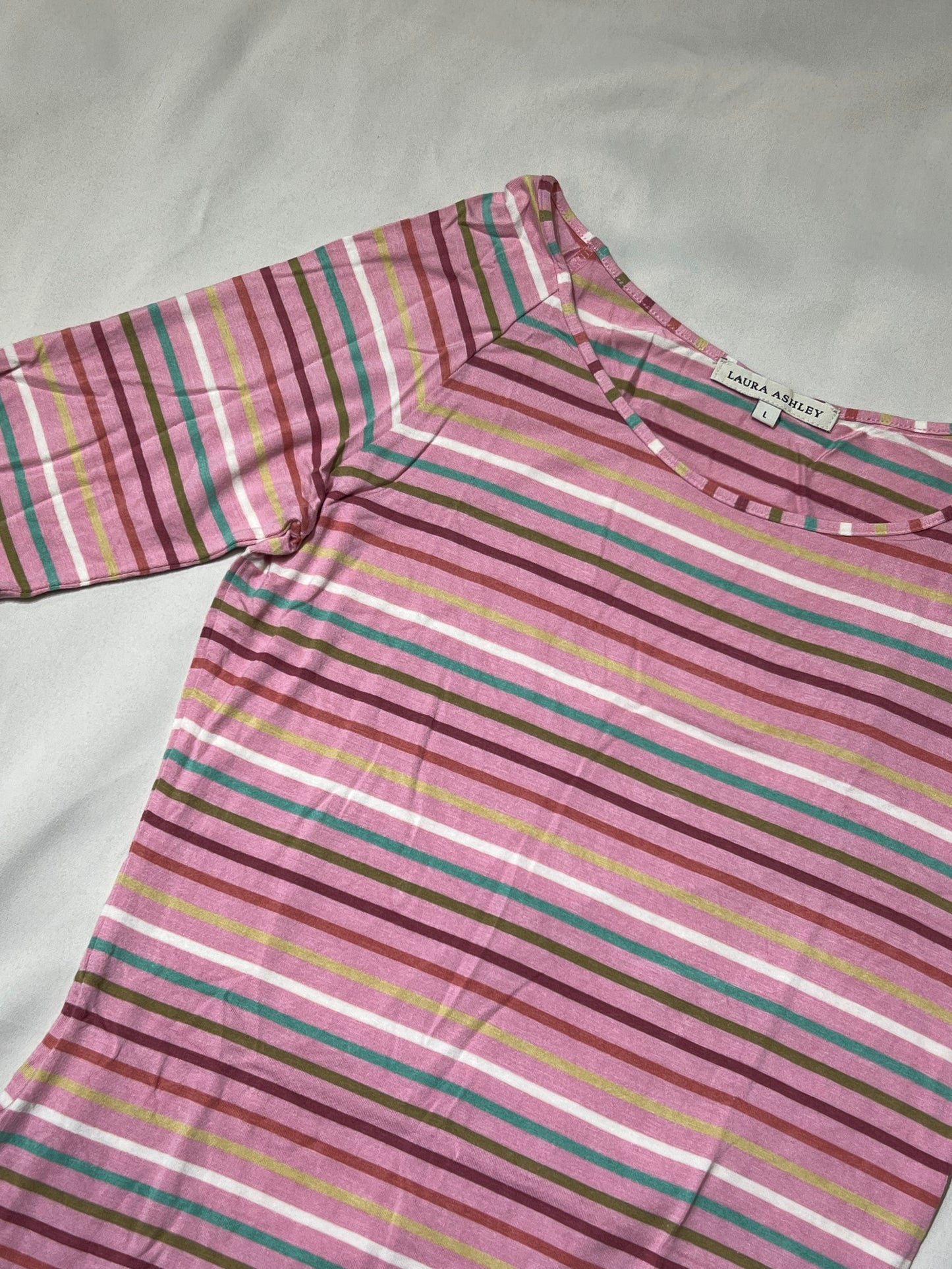 Laura Ashley 90s Stripe Elbow Sleeve Top