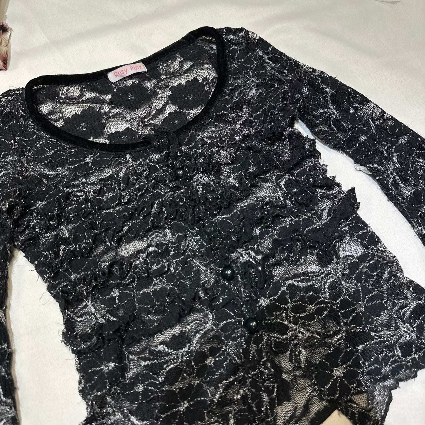 Sheer Lace Flared Sleeves Cardigan