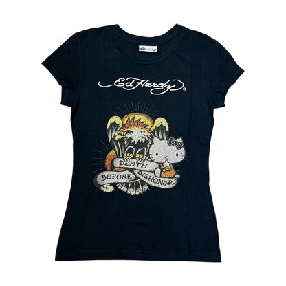 2011 Ed Hardy x Hello Kitty "Death Before Dishonor" Rhinestone Baby Tee (Taiwan Limited Edition)